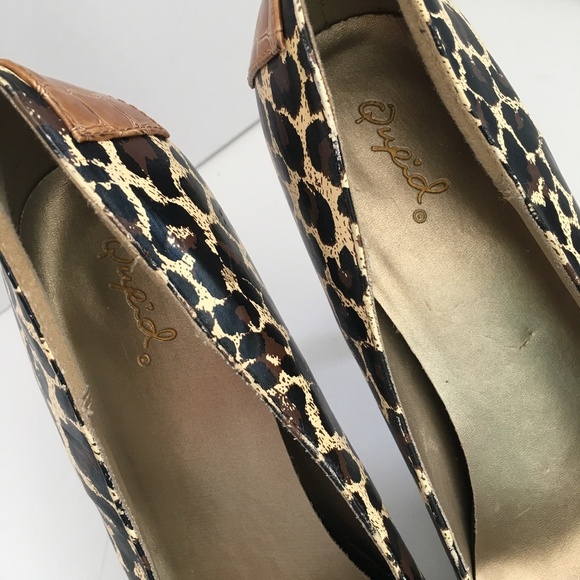 Qupid Leopard Print Stiletto Heels, Women’s Size 8, Brown/Gold - Picture 7 of 7